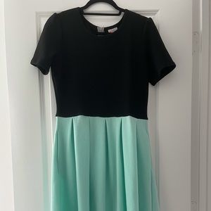 Lularoe L Black & Aqua Amelia dress